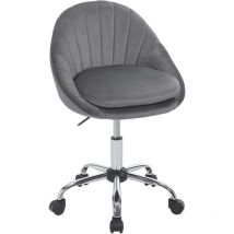 Woltu - Chaise Bureau en Velours, Chaise Coiffeuse, Chaise Pivotante, Chaise de Bureau Ergonomique, Réglable en Hauteur, Gris foncé