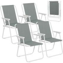 Woltu - Lot de 4 Chaises de Camping, avec Dossier Portables et Légères, Chaise de Pêche avec Accoudoirs, Gris Foncé