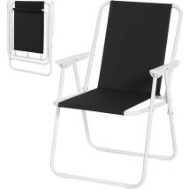 WOLTU Chaise de Camping Pliante, Chaise Pliable Légère pour l'extérieur, Chaise de Pêche avec Accoudoirs, Noir