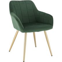 Chaise de salle à manger, Chaise de cuisine, Chaise de salon en Velours, Or pieds en métal, Vert Foncé - Woltu