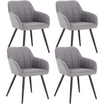 Lot de 4 Chaises de salle à manger Woltu Chaises de Cuisine en lin et métal 49x43x81cm Gris Clair