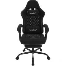 Woltu - Chaise Gaming Massante, Fauteuil Gamer, Chaise Ergonomique, Appui-tête, Repose-Pieds, Charge 150kg, Tissu Maille, Noir+Blanc