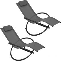 Woltu - Lot de 2 Chaise Longue Pliable Bain de Soleil pour Jardin fauteil Relax Baignoire en Tissu Respirant Charge maximale 160 kg, Gris