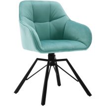 Chaise Pivotante à 360°, Chaise Salle à Manger en Velours, Fauteuil Scandinave, Pieds en Métal, Vert Turc - Woltu