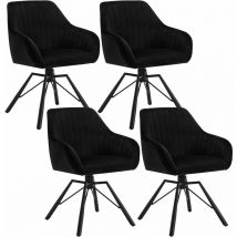 Lot de 4 Chaises Salle à Manger Woltu siège en Velours, Pieds en Métal, Chaise de Cuisine avec Dossier et Accoudoirs, Chaise Scandinave, Chaise