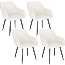Lot de 4 Chaise Salle à Manger Woltu Chaise de Cuisine en Velours, Assis Rembourré et Pieds en Métal, Blanc BH352cm-4
