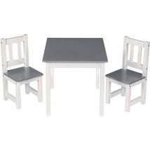 Woltu - Combinaison de table et chaises en bois pour enfants, 1 x table d'enfant + 2 chaises pour enfants d'âge préscolaire