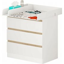 Commode à Langer Woltu avec 3 tiroirs avec accessoires Table à Langer pour bébé en aggloméré et mdf, Blanc
