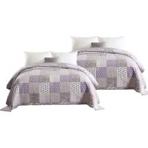 Couvre-Lit matelassé, Dessus de lit Patchwork, Jeté de lit, 150x200cm, Patchwork Violet clair - Woltu