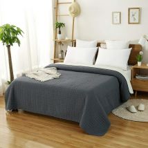 Couvre-lit rembourré et matelassé, Couverture de lit Flannel Double réversible 220x240cm, Gris-Crème Patchwork - Woltu