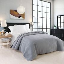 Couvre-lit rembourré et matelassé, Couverture de lit Flannel Double réversible 170x210cm, Gris+Gris Clair Patchwork - Woltu