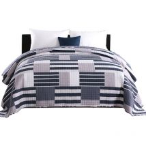 Dessus de lit Patchwork, Couvre-Lit matelassé, Jeté de lit pour lit double, 150x200cm, Patchwork Stripes+Karo - Woltu