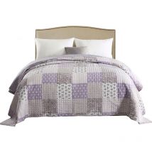 Dessus de lit Patchwork, Couvre-Lit matelassé, Jeté de lit pour lit double, 150x200cm, Patchwork Violet clair - Woltu