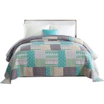 Dessus de lit Patchwork, Couvre-Lit matelassé, Jeté de lit pour lit double, 170x210cm, Patchwork Vert clair - Woltu