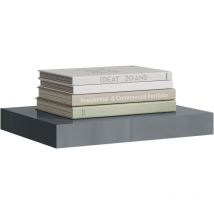 Woltu - Estante de pared con soporte metálico invisible, gris brillante 30x22,9x3,8 cm