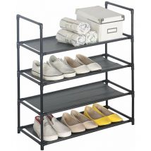 Etagères à chaussures 4 couches, Range-chaussures pour 12 paires de chaussures, Meuble à chaussures 60x28x71cm environ, Noir - Woltu