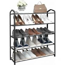 Etagère à chaussures de 5 étages Woltu Meuble à chaussure pour 20 paires de chaussures, Tube en acier, 79x19, 5x79cm, Gris