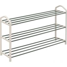 Woltu - Etagère à chaussures de 3 étages Meuble à chaussure pour 12 paires de chaussures, Tube en acier, 79x19, 5x45cm, Crème