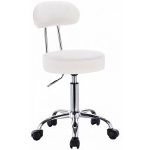Faux Leather Gas Lift Swivel chairs stools Swivel Working chairs with Back White - Woltu