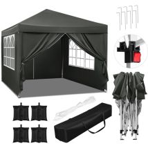 Woltu - Gazebo Pieghevole Giardino 3x3m Telo Idrorepellente Padiglione,set Di 4 Sacchi Di Sabbia,grigio