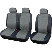 1+2 Housse de siège de Camion en Tissu, Housses de siège Universelle pour Van Camion, Gris Noir - Woltu
