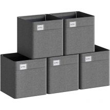 Woltu - Juego de 5 cajas de almacenamiento plegables de tela, 25 l, color gris oscuro