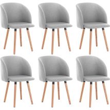Juego de 6 sillas de comedor, sillas de cocina en lino y madera maciza 46x45x84cm gris claro - Woltu