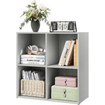 WOLTU Librería baja de 4 cubos, estantería multiusos de madera, moderna y sencilla, color gris.