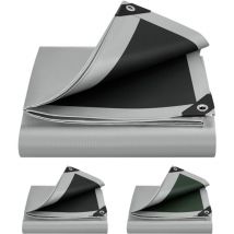 Lona impermeable de pe 280 g/m² Lámina protectora contra la lluvia para exteriores 1,5x6 m Gris+Negro - Woltu