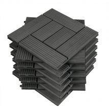 11 pièces Carrelage de sol, 30x30cm, pour jardin terrasse extérieur fixation plug-in, Anthracite (1 m²) - Woltu