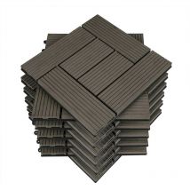 11 pièces Carrelage de sol, 30x30cm, pour jardin terrasse extérieur fixation plug-in, Café (1 m²) - Woltu