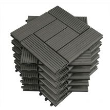 11 pièces Carrelage de sol Dalle wpc 30x30cm pour jardin terrasse extérieur fixation plug-in, Gris (1 m²) - Woltu