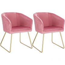 Woltu - Lot de 2 Chaise de Salle à Manger Siège en Velours, Chaise de Cuisine Pieds en métal doré fauteuil de Salon, Rose