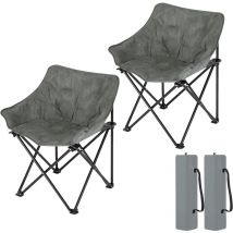 Woltu - Lot de 2 Chaises Camping, Tissu en Daim Synthétique et Oxford, Fauteuil Pliant, Chaise de Pêche, Chaise Pliante Légère, Portable, avec Sac de