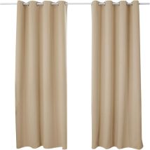 Woltu - Lot de 2 Rideaux occultant à Oeillets, Rideau Isolant intérieur 135x245cm, Champagne VH5877cp-2