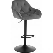 Woltu - Tabouret Bar en Velours + Métal, Chaise de Bar, Chaise Haute Bar, Chaise Haute Cuisine, Réglable en Hauteur, Gris foncé