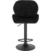 Woltu - Tabouret de Bar réglable en Hauteur Chaise Haute pour Bar avec Dossier siège rembouré en Velours Pied en métal, Noir