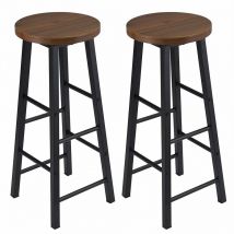 WOLTU Lot de 2 Tabourets de Bar/Bistrot, Tabouret de cuisine, Chaise de salle à manger, Structure en métal, Siège en MDF, Hêtre foncé