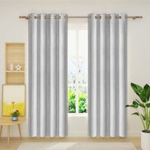 Woltu - Lot de 2 Rideau Occultant avec œillets Rideaux en Velours de Tombé Lourd de Fenêtre Thermique, Gris Clair, 140x225 cm