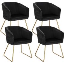 Lot de 4 Chaise de Salle à Manger Woltu Siège en Velours, Chaise de Cuisine Pieds en métal doré fauteuil de Salon, Noir