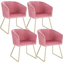 Lot de 4 Chaise de Salle à Manger Woltu Siège en Velours, Chaise de Cuisine Pieds en métal doré fauteuil de Salon, Rose