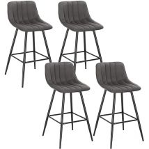 Woltu - Lot de 4 Tabourets de bar avec repose-pieds, Tabouret de bistro Siège en velours, Pieds en métal, Gris foncé
