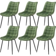 Lot de 6 Chaises de Salle à Manger Woltu Chaise de cuisine scandinaves en velours, Pieds en métal, Vert Foncé