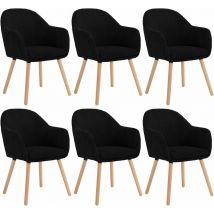 Lot de 6 Chaises de Salle à Manger en Velours Côtelé + Bois Massif, Chaise de Cuisine 41 x 39 x 83, 5 cm, Chaise Ergonomique avec Accoudoir, Noir