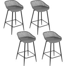 Woltu - Lot de 4 Tabourets de Bar, Tabourets Bar avec Repose-Pieds et Dossier, Tabourets Haut, Tabourets Extérieur Jardin en Plastique et