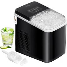 Woltu - Machine à Glaçons, 15 kg en 24 h, 9 Glaçons en 7 min, Réservoir d'eau de 1, 4L, 2 Tailles de Glaçons, Écran led, Noir