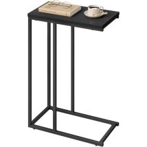 Mesa Auxiliar Mesa de Centro Mesita de Noche Mesa Portátil Marco de Metal Tablero de Madera 45x25x63.5cm Negro - Woltu