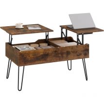 Mesa de Centro Elevable Mesa para Salón Sofá Café, Marrón Rústico - Woltu