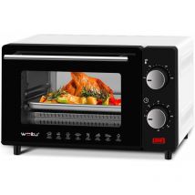 Woltu - Mini Four 10L, Petit Four 650W, 100-230°C, Minuterie 0-60 min, avec Plaque de Cuisson, Grille, Poignée, Blanc+Noir
