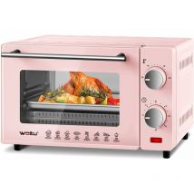 Woltu - Mini Four 10L, Petit Four 650W, 100-230°C, Minuterie 0-60 min, avec Plaque de Cuisson, Grille, Poignée, Rose